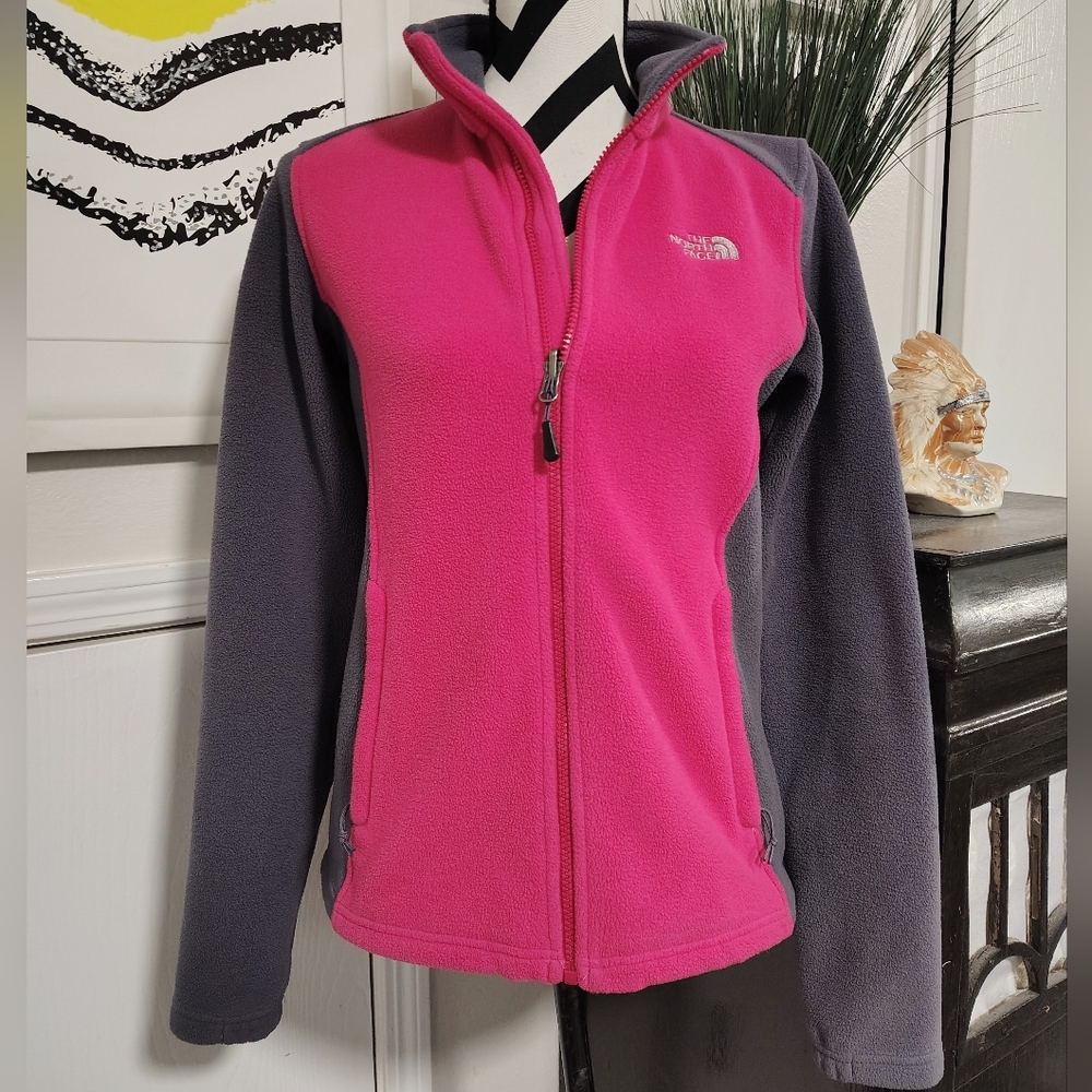 The North Face RDT 300 Fleece Jacket Pink & Gray Women's Small Athleisure Cozy